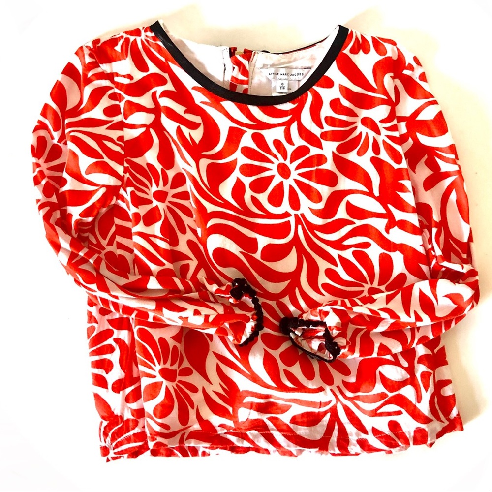 Little Marc Jacobs red + white floral top size 6